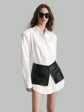 Women's White Wide Shoulder Blouse, School Uniform Shirt, Autumn Tops